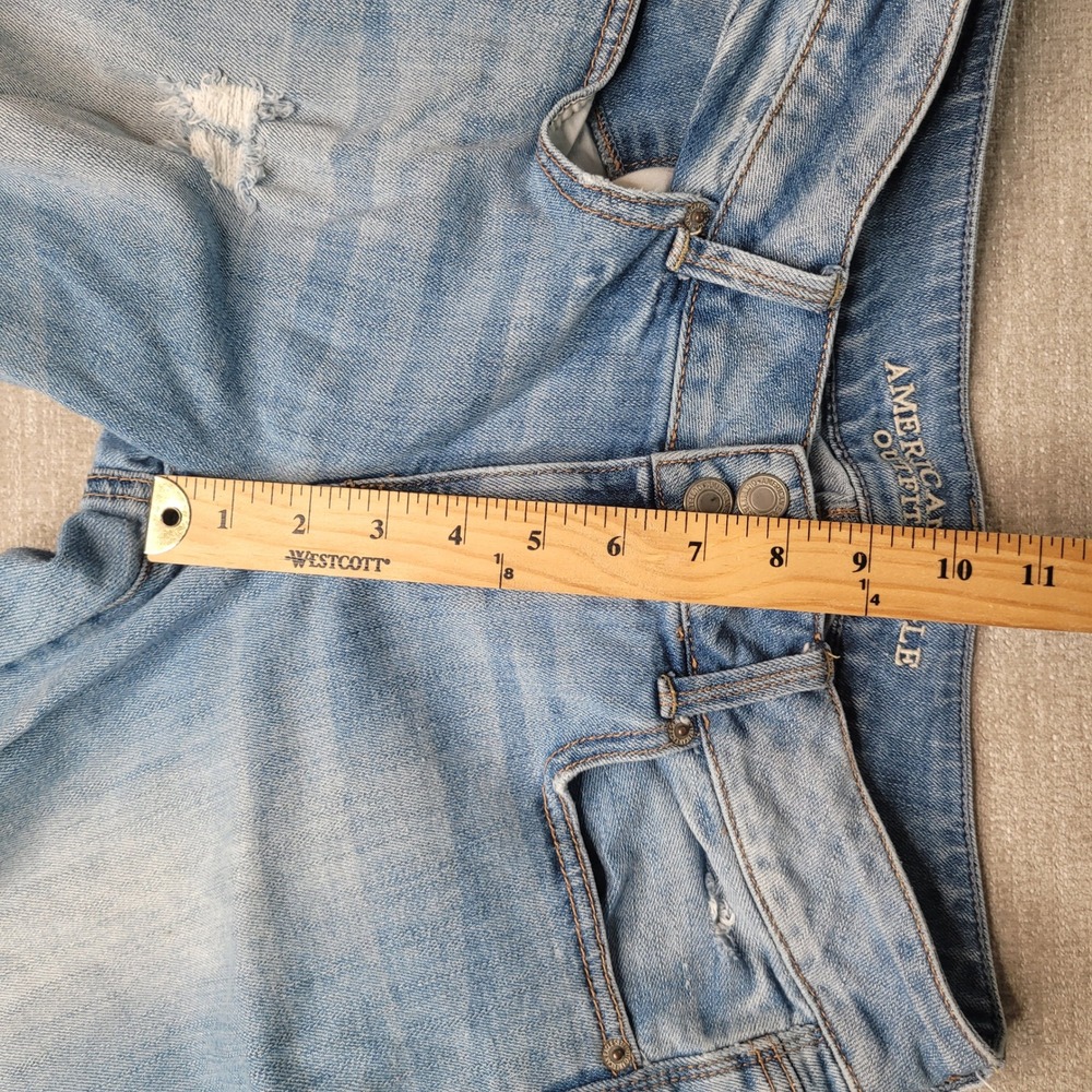 American Eagle Artist Crop Women Blue Distressed Stretch Denim Jeans 10 - Picture 7 of 12